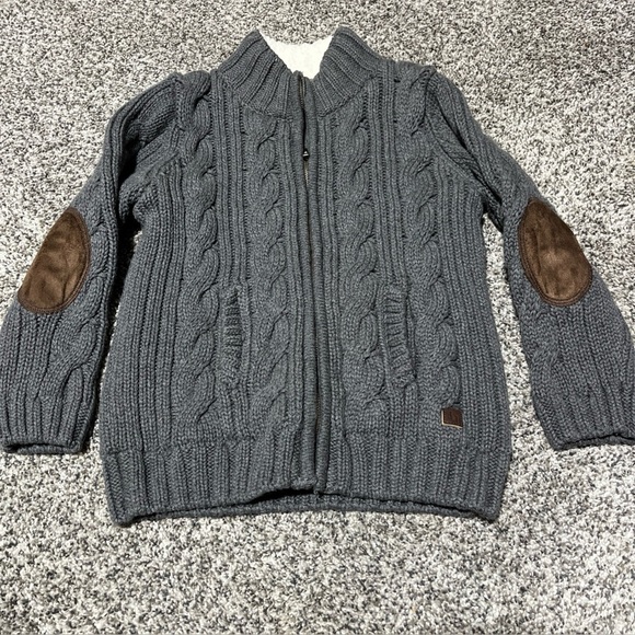 Janie and Jack Other - JANIE & JACK BOYS Size 3 GRAY Full ZIP Cotton Cable SWEATER Jacket Lined